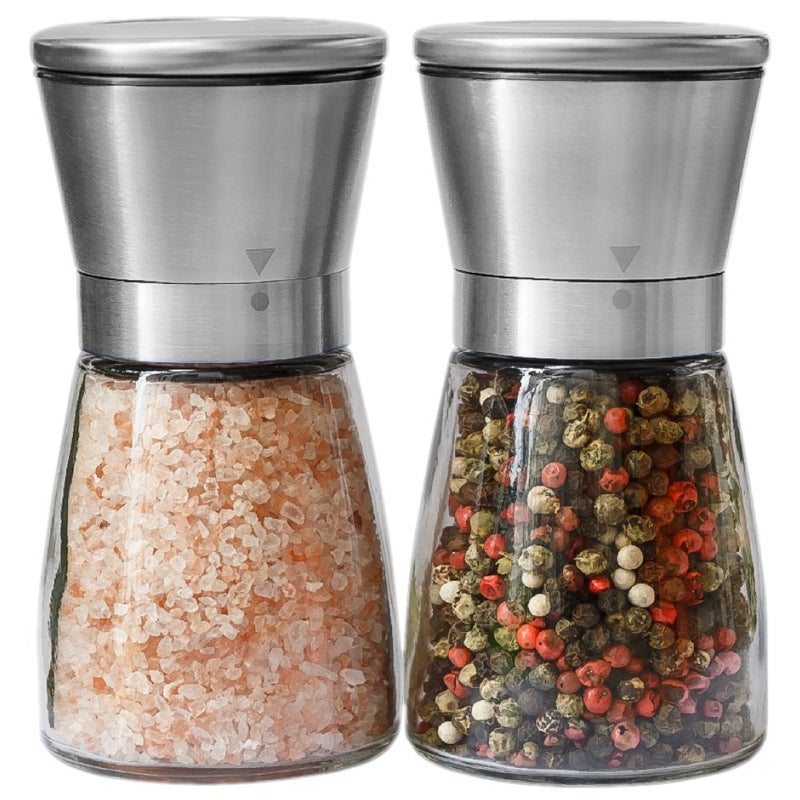 Kitchen & Go Salt and Pepper Grinder Set â€“ Manual Salt Grinder and Pepper Mill for Black Pepper, Sea Salt â€“ Refillable, Easy-to-Use Salt & Pepper Mill Set - Image 1